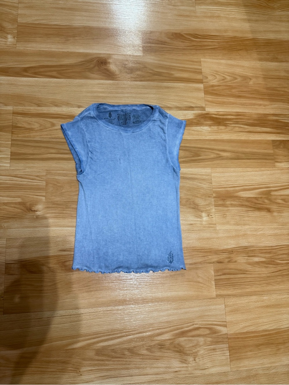 FP Movement by Free People Light Blue Cap-Sleeve Ribbed Tee